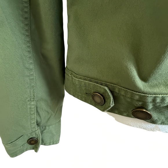 Charter Club Utility Jacket Women’s L Green Cotton Blend Military Button Front - Picture 5 of 8